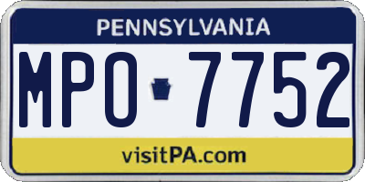 PA license plate MPO7752