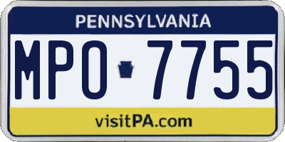 PA license plate MPO7755