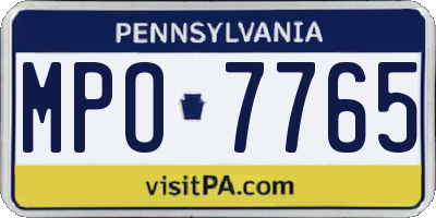 PA license plate MPO7765