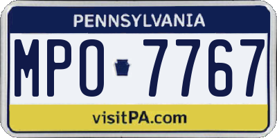 PA license plate MPO7767