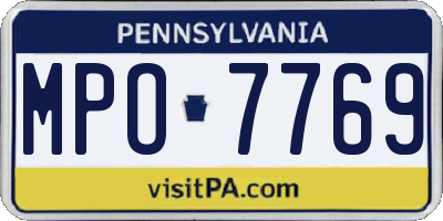 PA license plate MPO7769