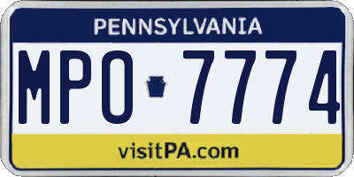 PA license plate MPO7774