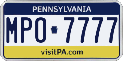 PA license plate MPO7777