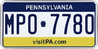 PA license plate MPO7780