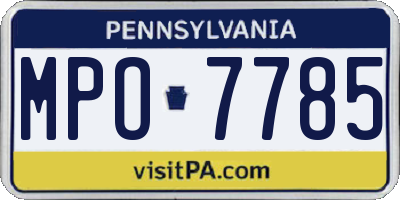 PA license plate MPO7785