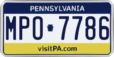 PA license plate MPO7786