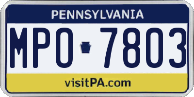 PA license plate MPO7803