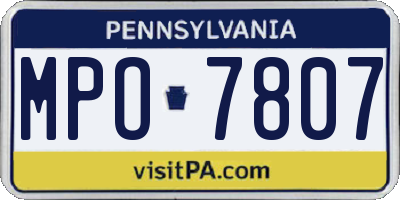 PA license plate MPO7807