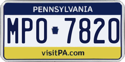 PA license plate MPO7820