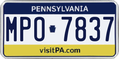 PA license plate MPO7837
