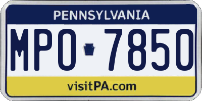 PA license plate MPO7850