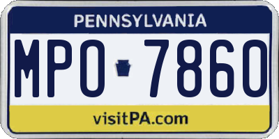 PA license plate MPO7860