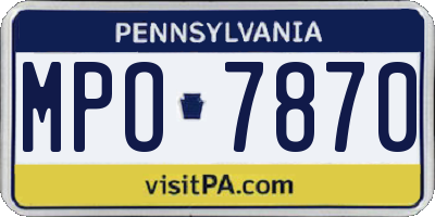 PA license plate MPO7870