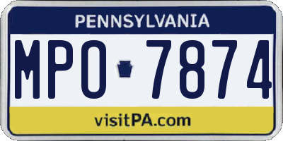 PA license plate MPO7874