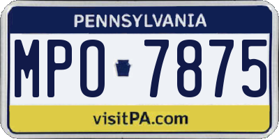 PA license plate MPO7875