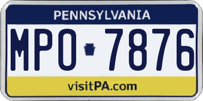 PA license plate MPO7876