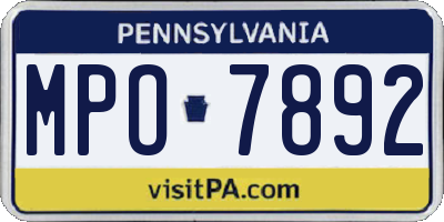 PA license plate MPO7892