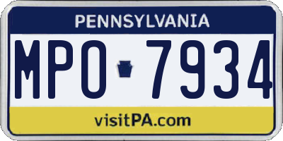 PA license plate MPO7934