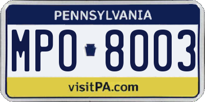 PA license plate MPO8003