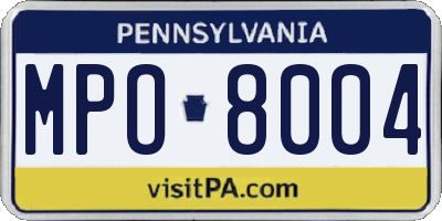 PA license plate MPO8004