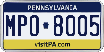 PA license plate MPO8005