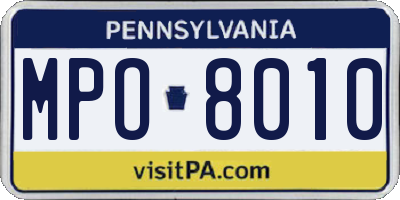 PA license plate MPO8010