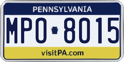 PA license plate MPO8015