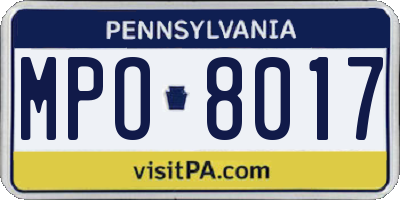 PA license plate MPO8017