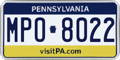 PA license plate MPO8022