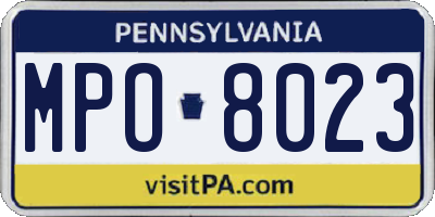PA license plate MPO8023
