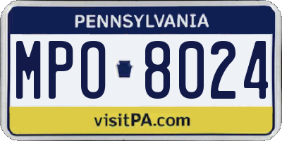 PA license plate MPO8024