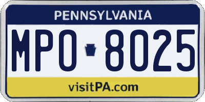 PA license plate MPO8025