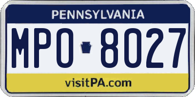 PA license plate MPO8027