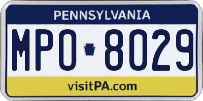 PA license plate MPO8029
