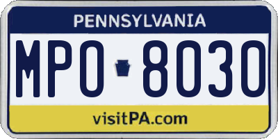 PA license plate MPO8030