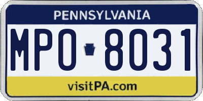 PA license plate MPO8031