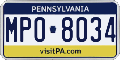 PA license plate MPO8034