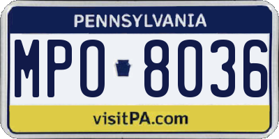 PA license plate MPO8036