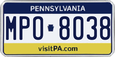 PA license plate MPO8038