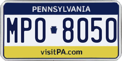 PA license plate MPO8050