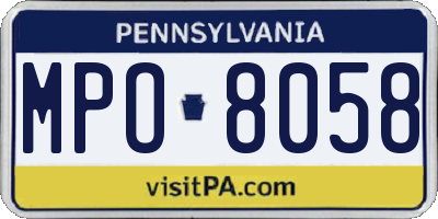 PA license plate MPO8058