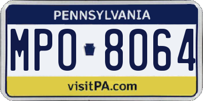 PA license plate MPO8064