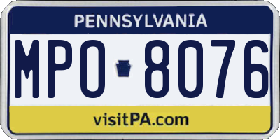 PA license plate MPO8076