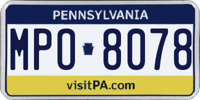 PA license plate MPO8078