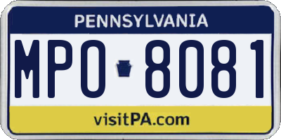 PA license plate MPO8081