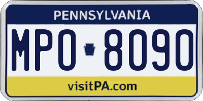 PA license plate MPO8090