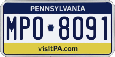 PA license plate MPO8091
