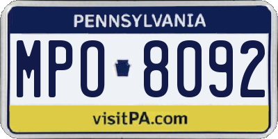 PA license plate MPO8092