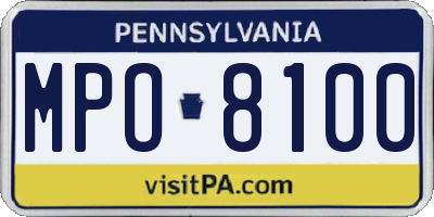 PA license plate MPO8100