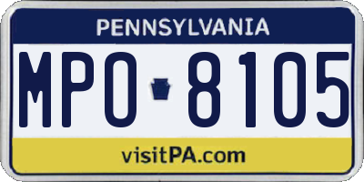 PA license plate MPO8105